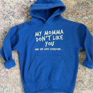 Justin Bieber Blue Kids Hoodie size 6-7 with pockets and Fun lyrics